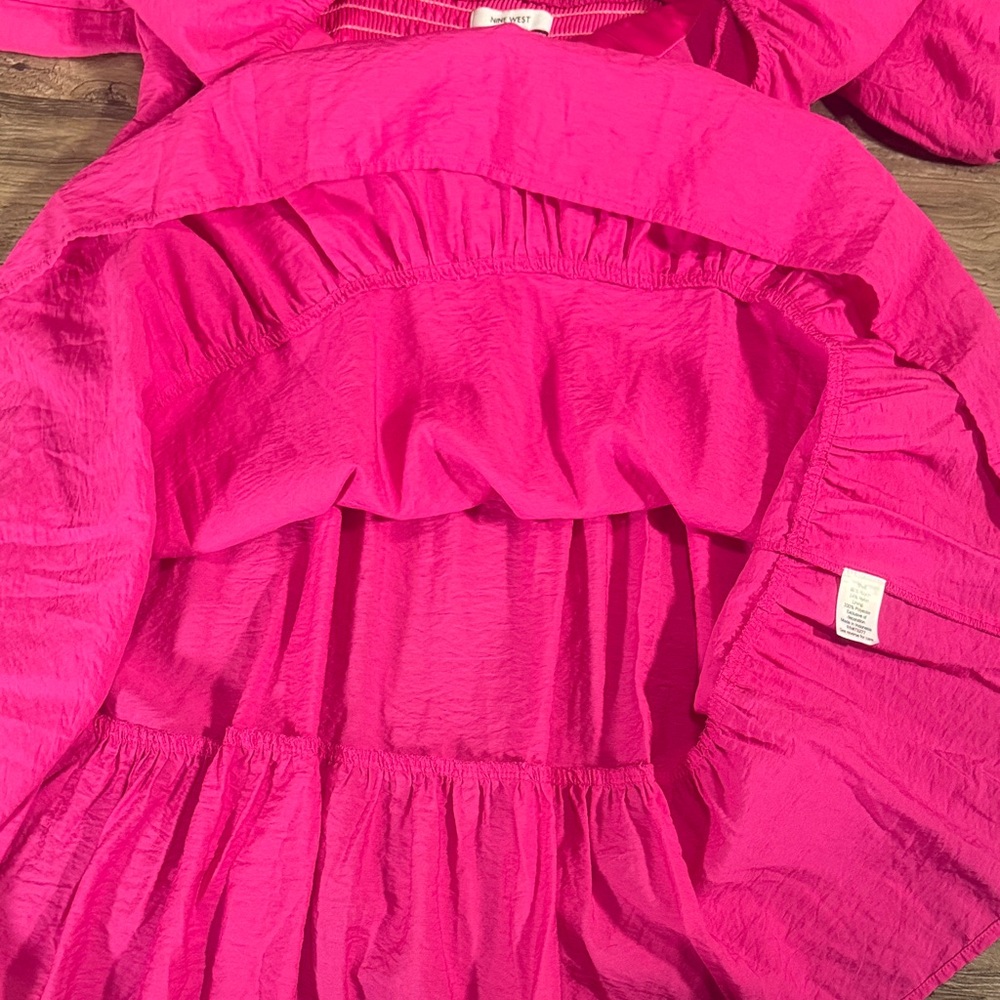 Nine West Pink Puff Sleeve Casual Dress - Size XL - Picture 8 of 12